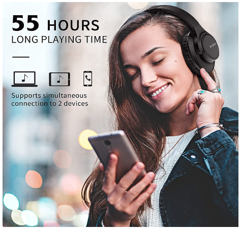 KVIDIO 55 Hours Playtime Wireless Headphones
